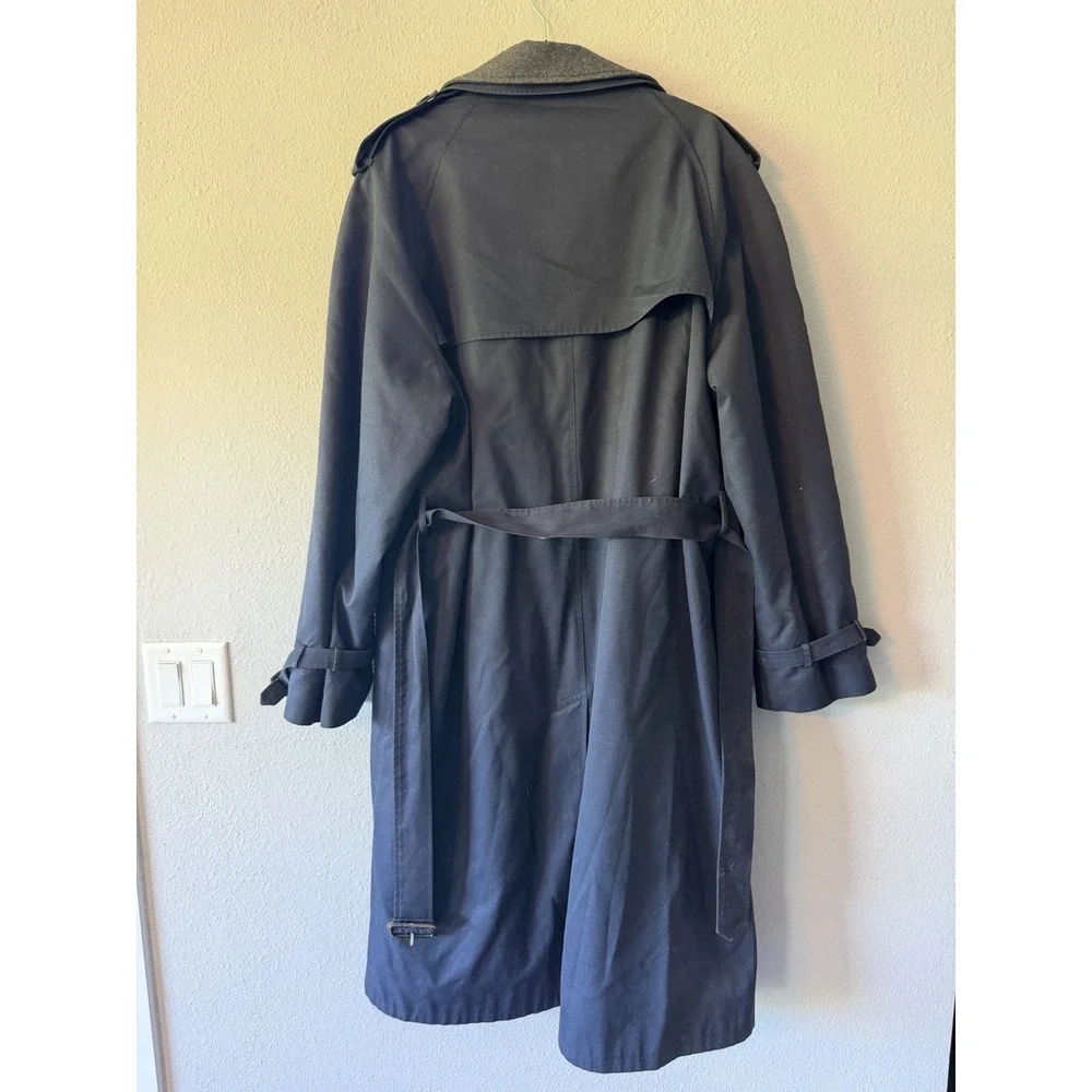 Vintage Nordstrom Coat Mens 46XL Blue Trench Belted Double Breasted Hong Kong